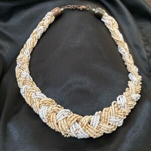 Yellow and White Beaded Necklace